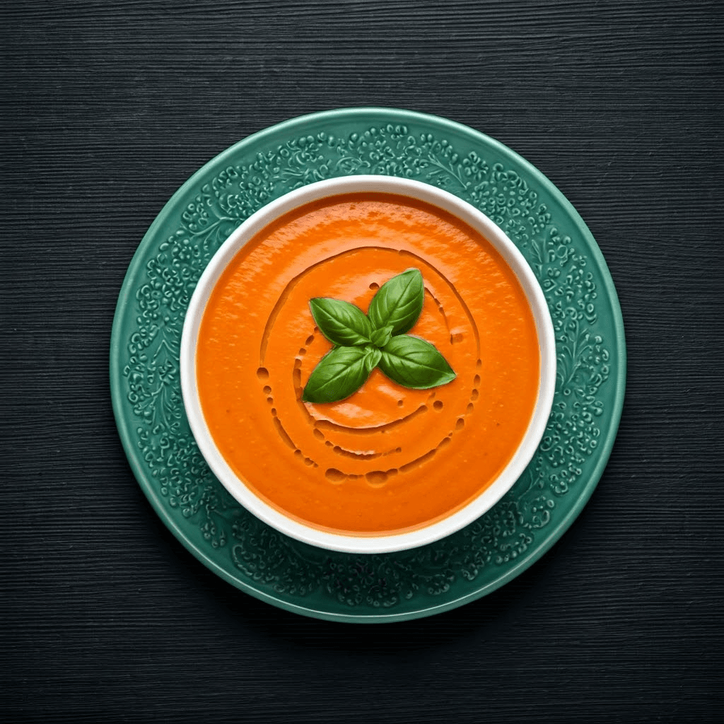Healthy Creamy Tomato Soup with Garlic and Basil