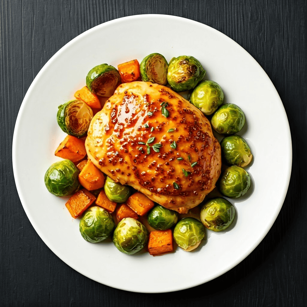 Dijon-Maple Chicken with Brussels and Butternut