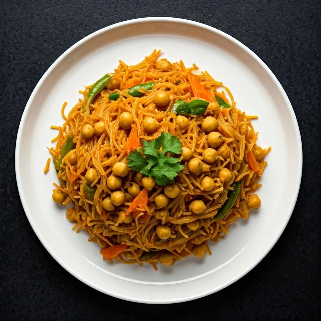 Indian Spiced Vegetable & Chickpea Vermicelli Stir-fry