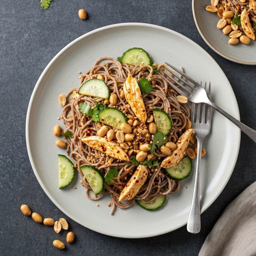 Chilled Szechuan Chili Oil Chicken & Buckwheat Noodle Salad