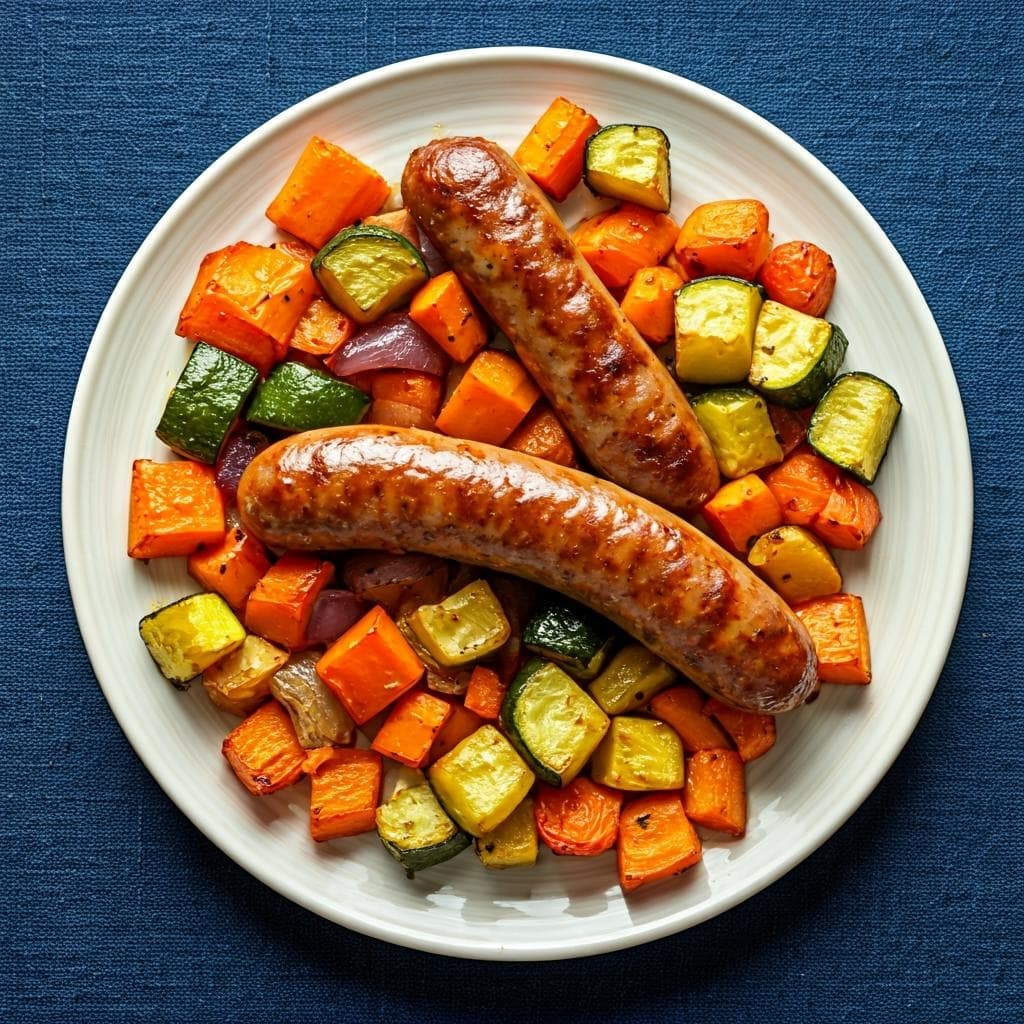 Sheet Pan Italian Sausage and Rainbow Vegetables